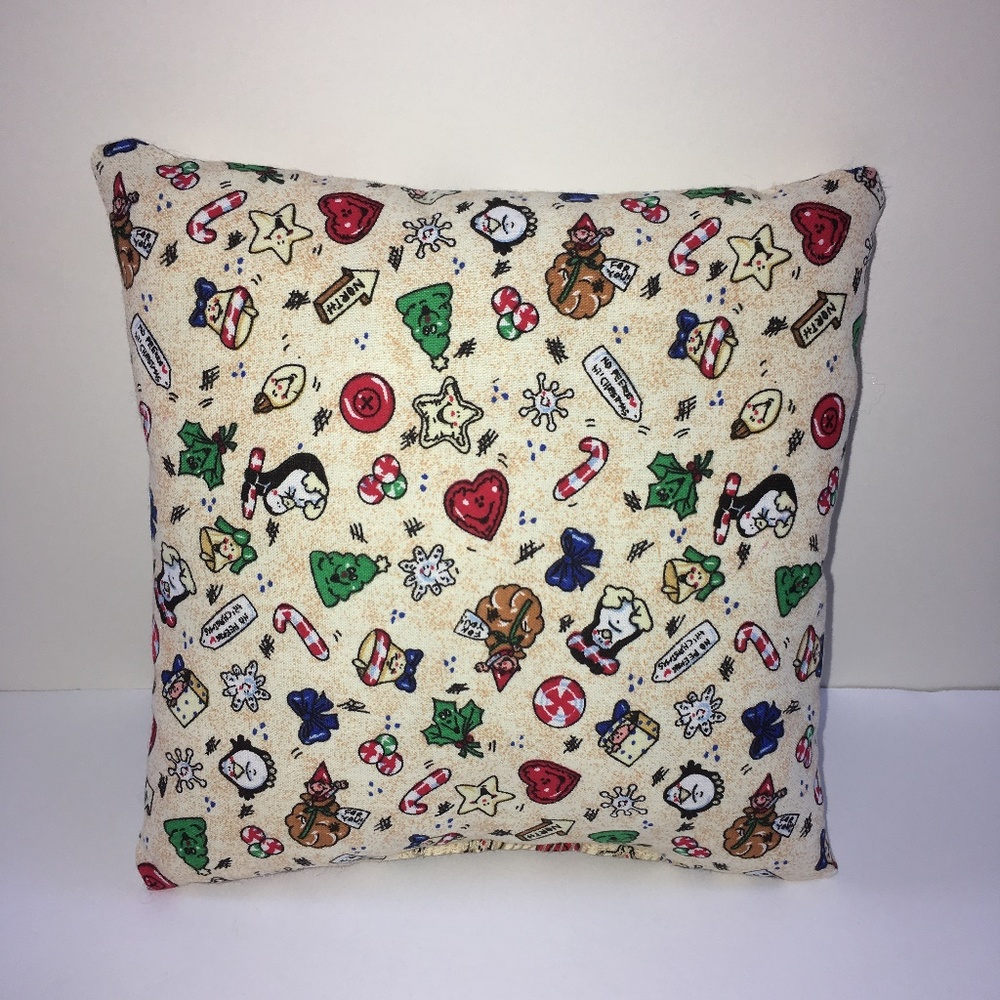 Small Decorative Christmas Pillow 7"x7" Handmade